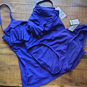 Purple Ruffled Bikini Set By Kenneth Cole Size Large ⭐️NWT⭐️